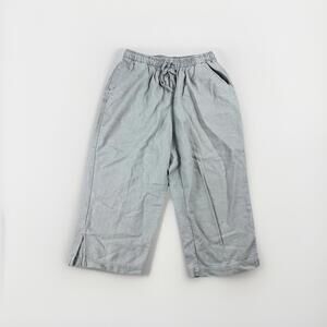 Dress Barn Linen Blend Capri Pants Women's Medium Gray Drawstrings Wide leg Boho